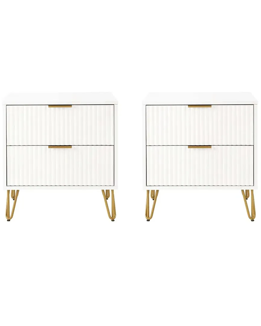 Dumbo 2.0 Nightstand with Drawers - White, MDF