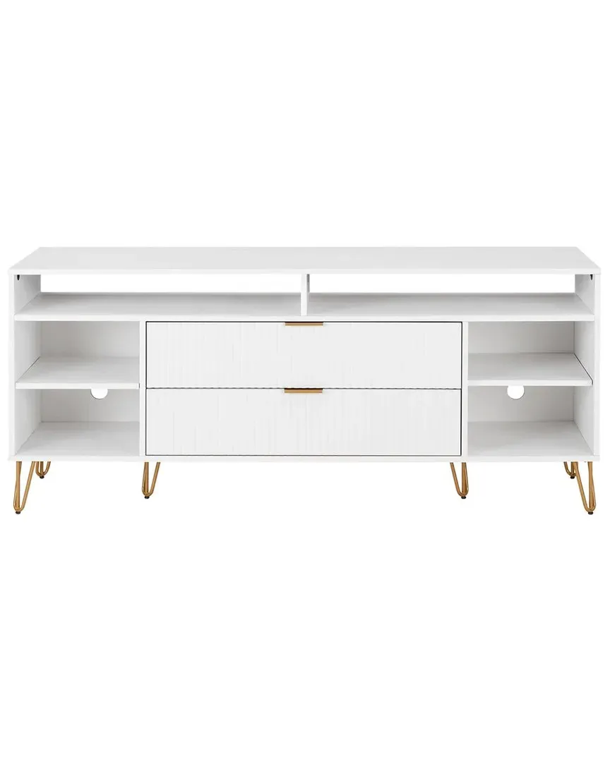 Dumbo 63in TV Stand with 6 Shelves & 2 Drawers - White image