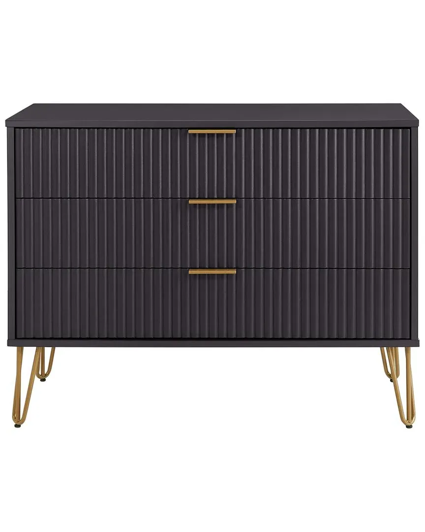 Dumbo Dresser with Gold Metal Legs - Black, MDF