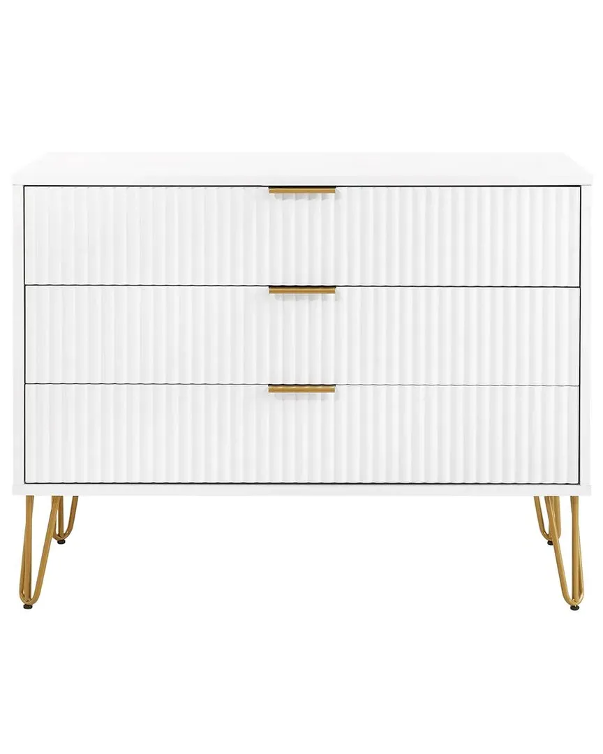 Dumbo Dresser with Gold Metal Legs - White, MDF