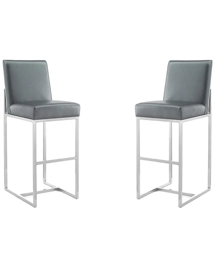 Element Bar Stools Set of 2 - Graphite, Stainless Steel