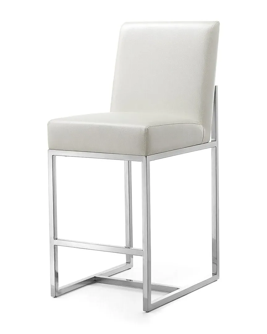 Element Counter Stool - Pearl White, Stainless Steel
