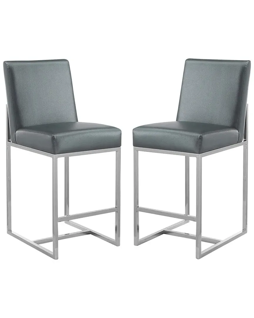 Element Counter Stools Set of 2 - Graphite, Stainless Steel image