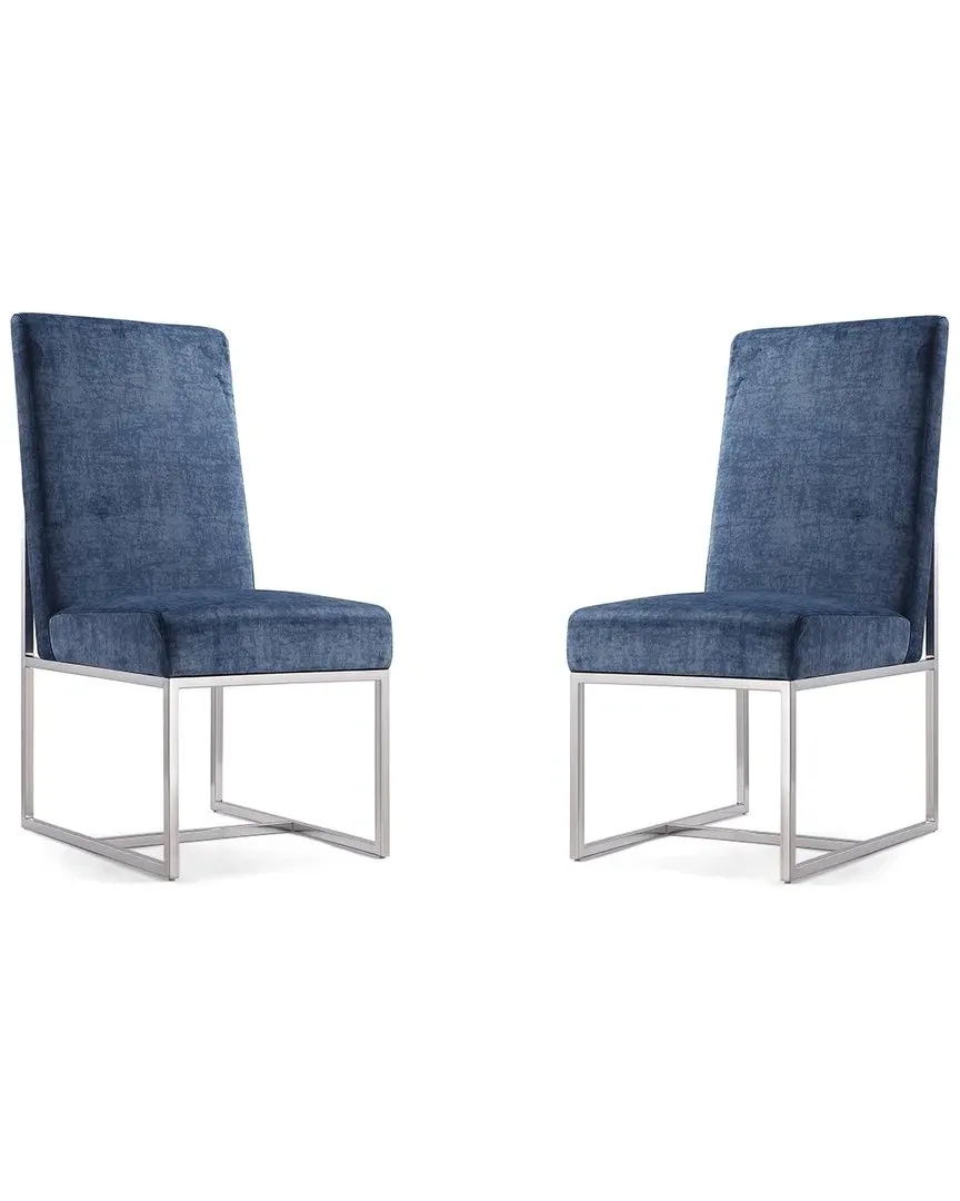 Element Set of 2 Dining Chairs - Blue, Stainless Steel image