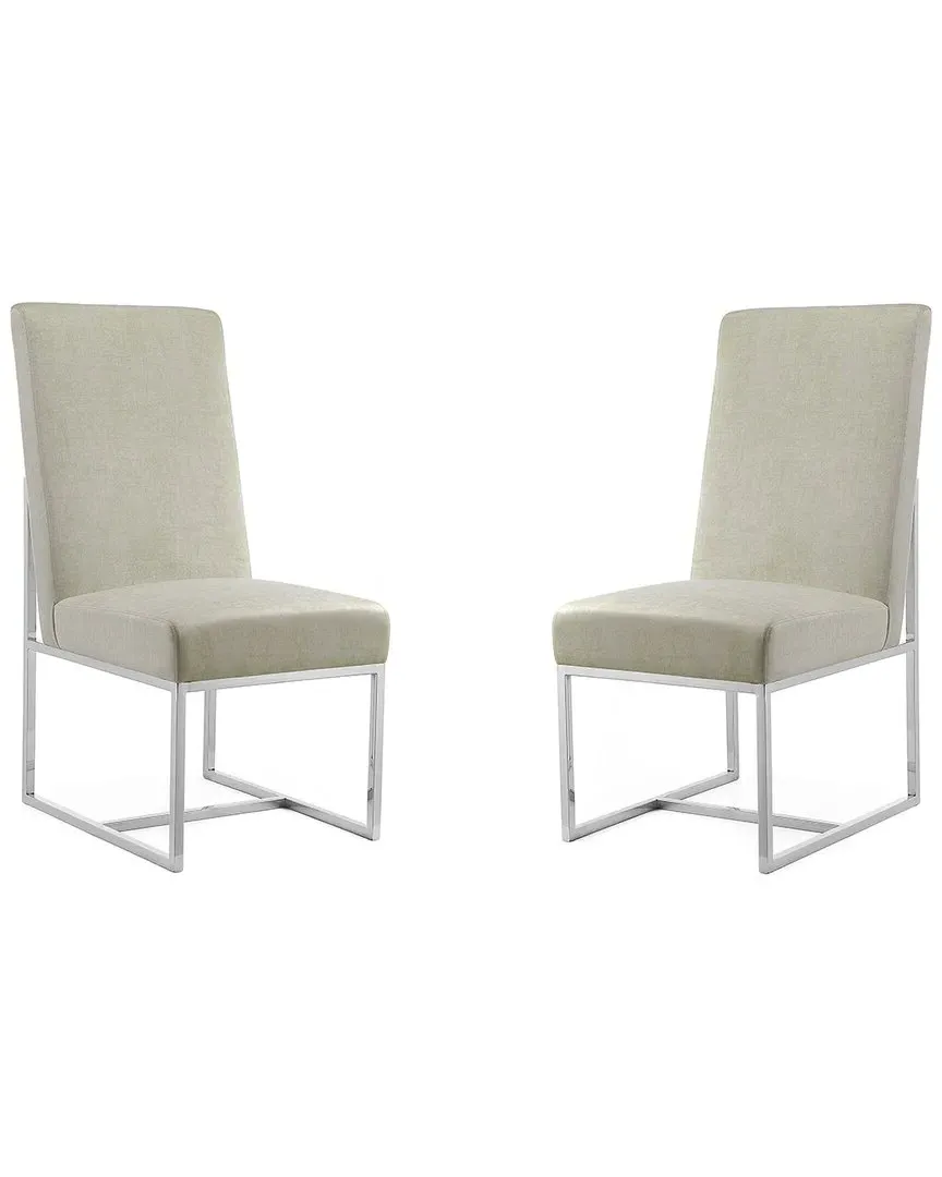 Element Set of 2 Dining Chairs - Champagne, Stainless Steel