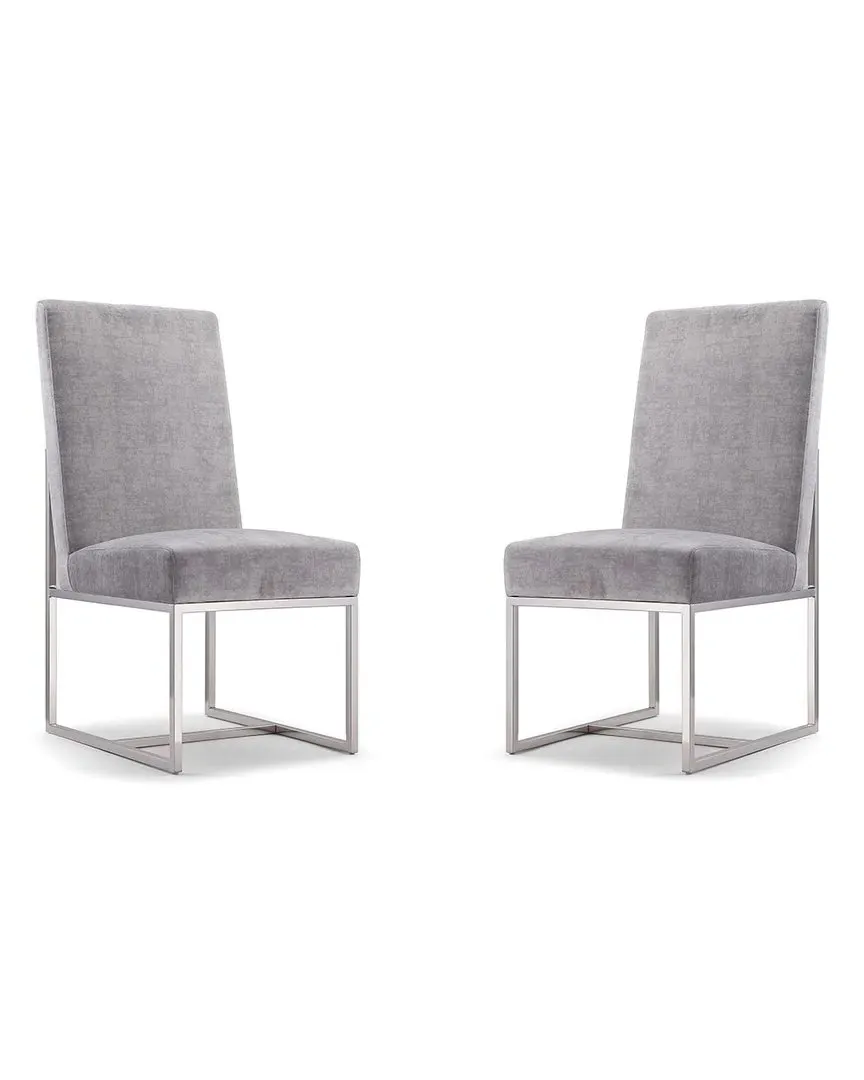 Element Set of 2 Dining Chairs - Grey, Stainless Steel