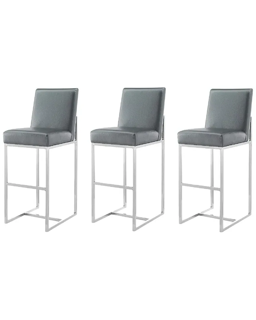 Element Set of 3 Bar Stools - Graphite, Stainless Steel image