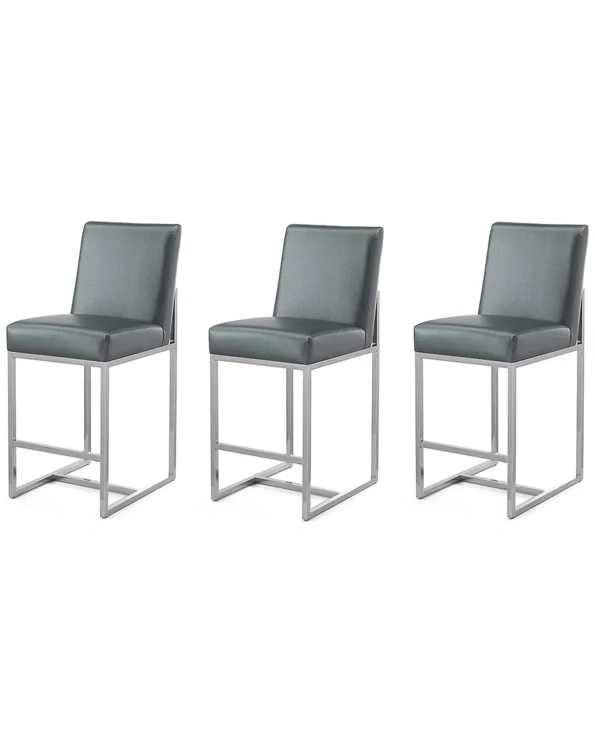 Element Set of 3 Counter Stools - Graphite, Stainless Steel image