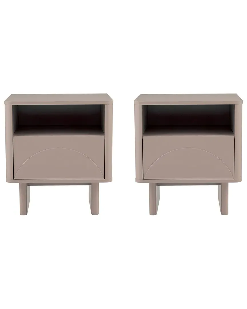 Ella Nightstand Set with Drawer - Brown, MDF