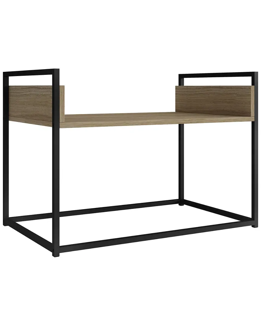 Ellis Rectangle Coffee Table with Shelf - Dark Oak, Steel image