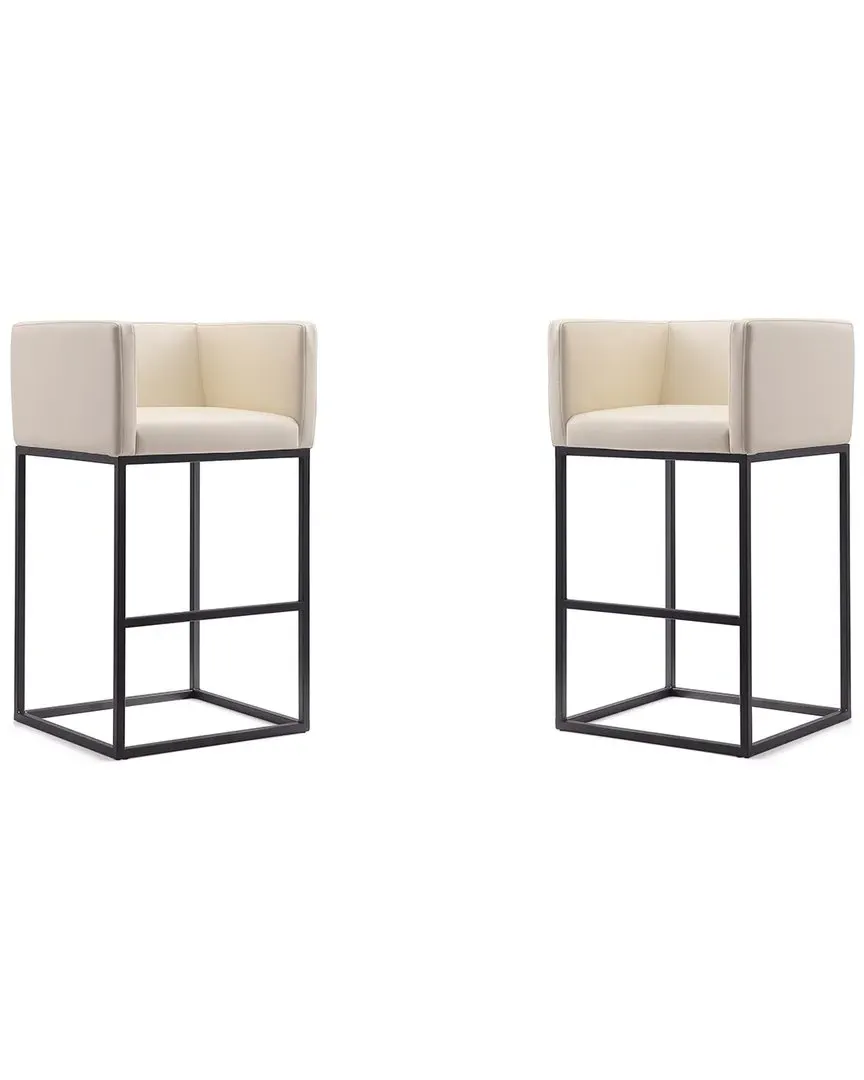 Embassy Set of 2 Bar Stools - Cream, Metal image