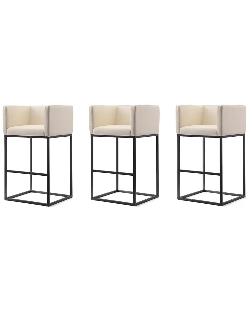 Embassy Set of 3 Bar Stools - Cream, Metal image