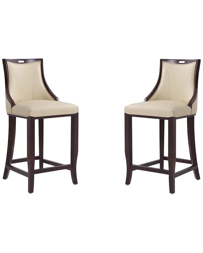 Emperor Set of 2 Bar Stools - Cream, Beech Wood