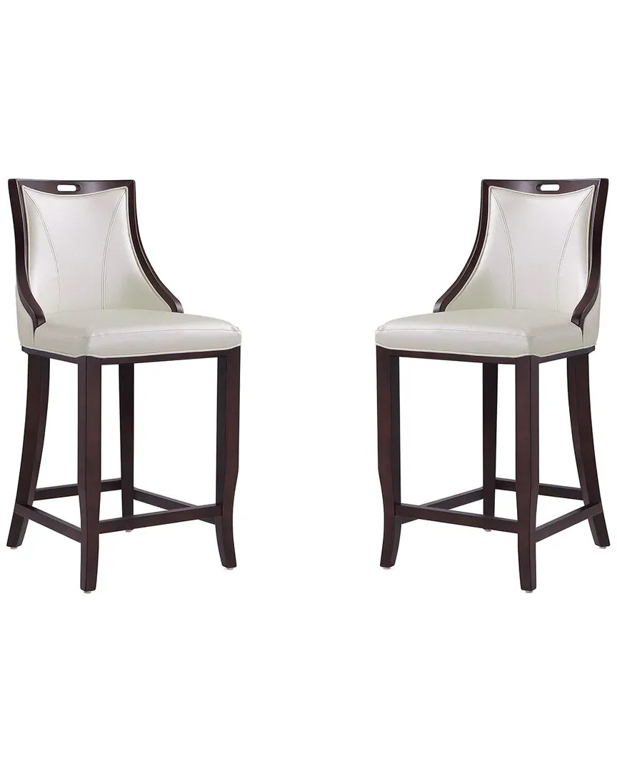 Emperor Set of 2 Bar Stools - Pearl White, Beech Wood