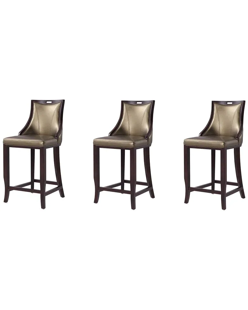 Emperor Set of 3 Bar Stools - Bronze, Beech Wood image