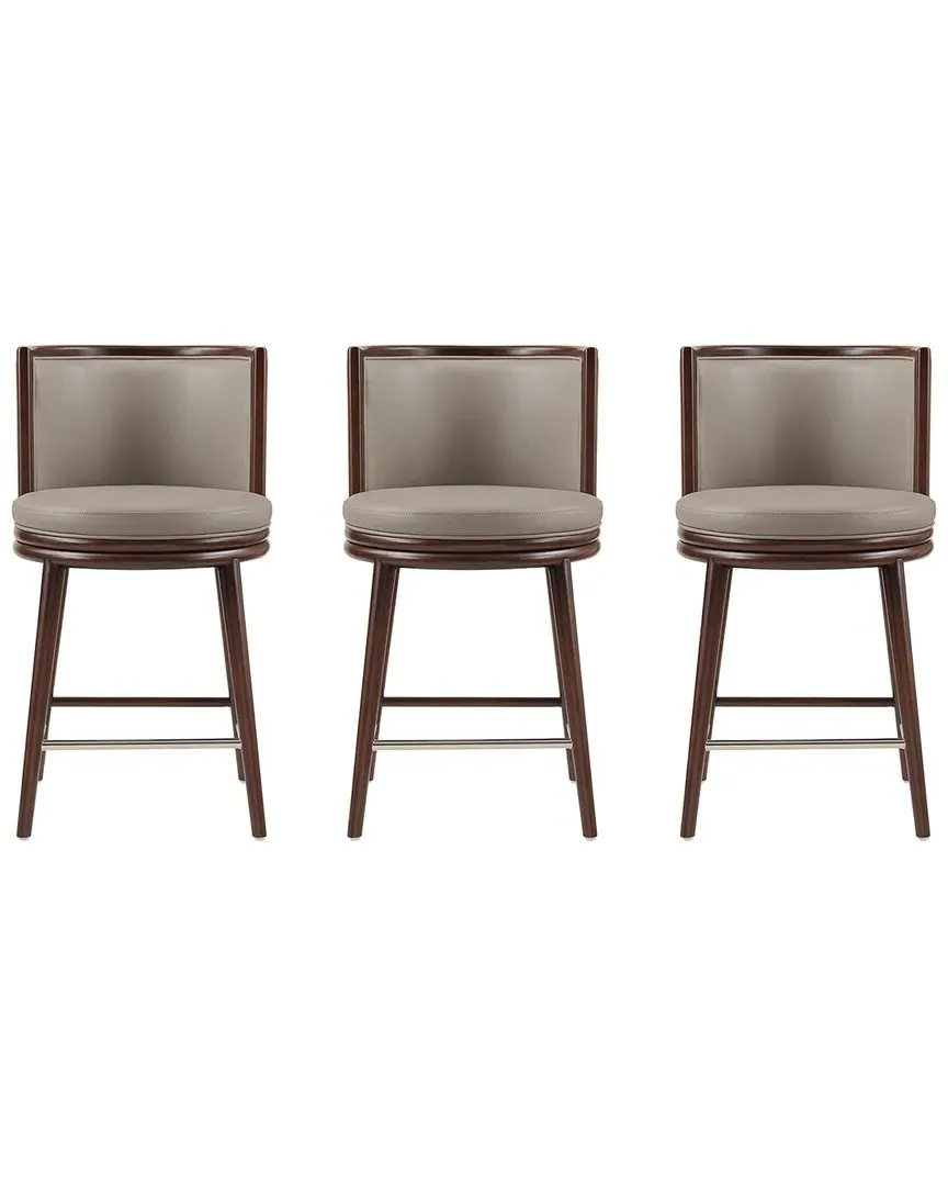 Evalyn Set of 3 Counter Stools - Taupe, Leatherette