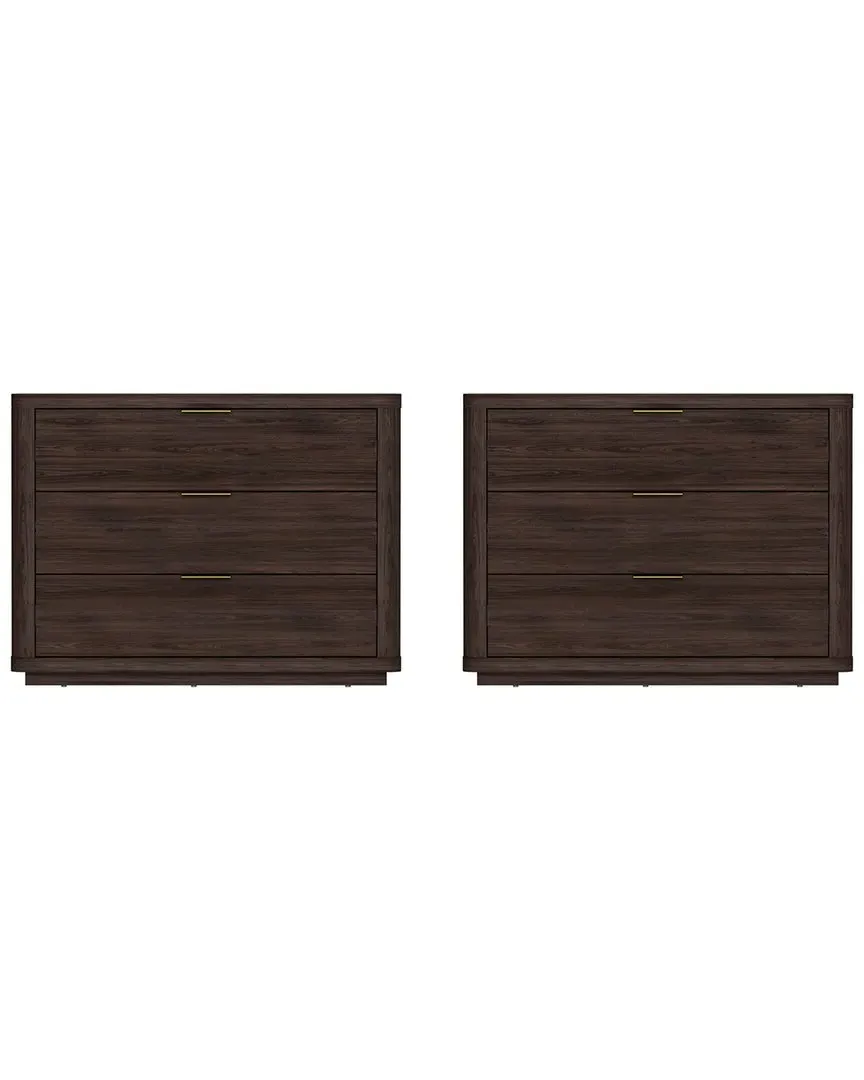 Evelyn Nightstand with 3 Full Extension Drawers - Brown, MDF