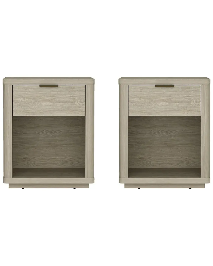 Evelyn Set of 2 Nightstands with Full Extension Drawers - Natural