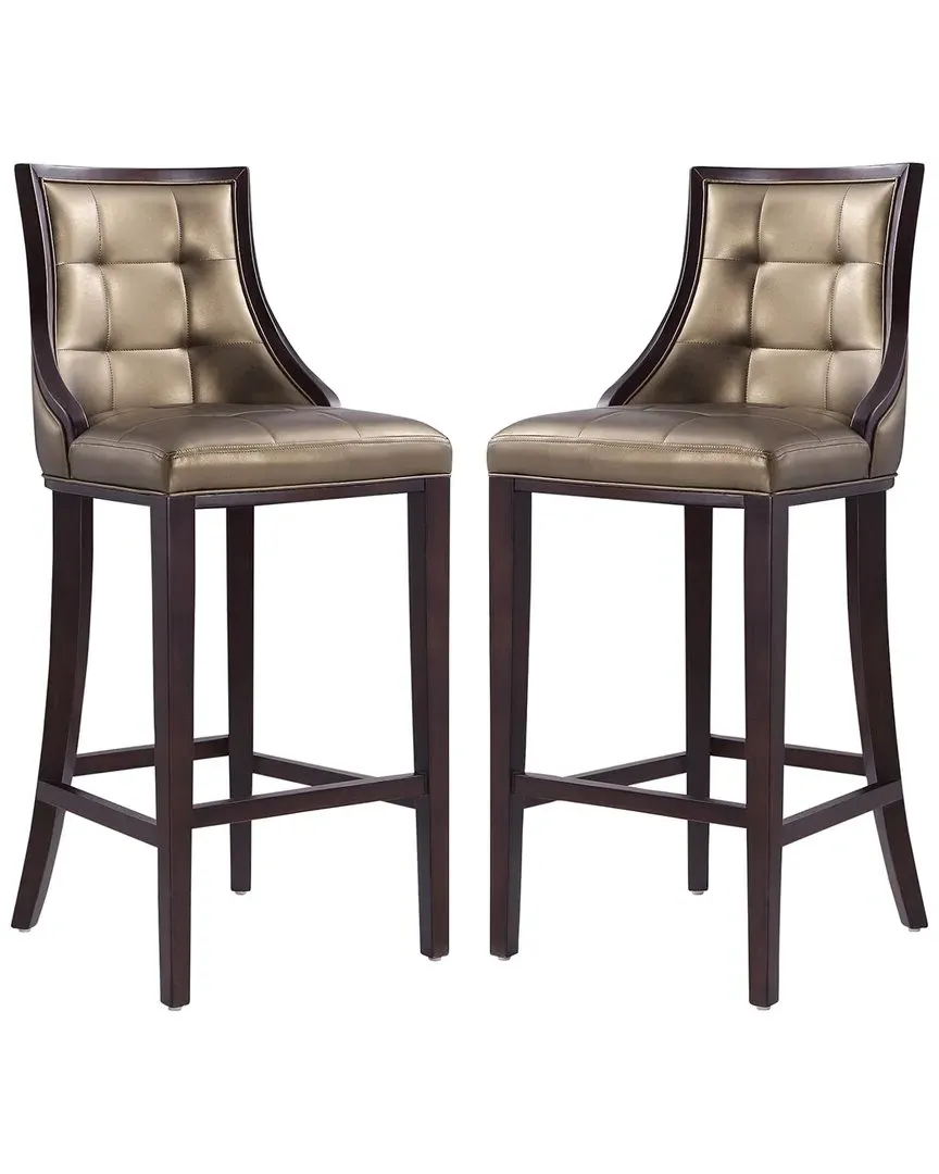Fifth Avenue Set of 2 Bar Stools - Bronze, Beech Wood
