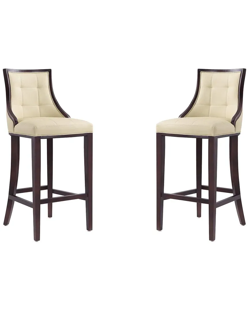 Fifth Avenue Set of 2 Bar Stools - Cream, Beech Wood