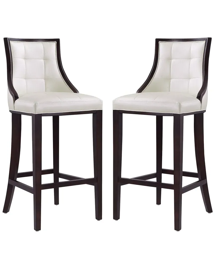 Fifth Avenue Set of 2 Bar Stools - Pearl White, Beech Wood