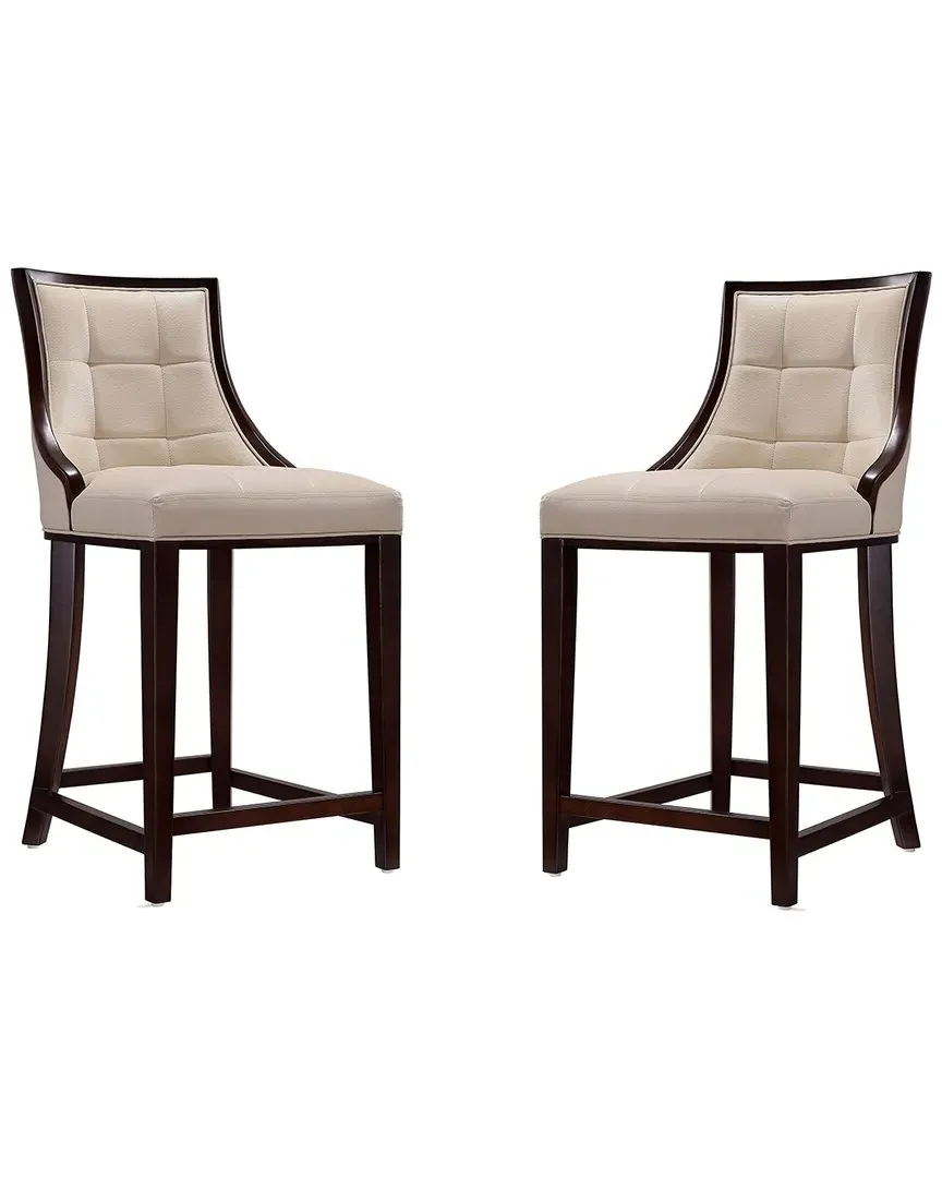 Fifth Avenue Set of 2 Counter Stools - Cream, Beech Wood
