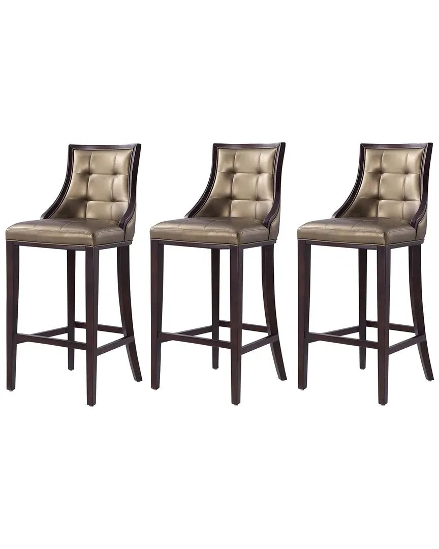 Fifth Avenue Set of 3 Bar Stools - Bronze, Beech Wood