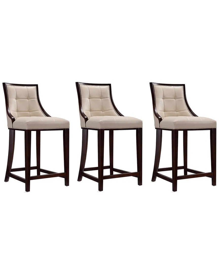 Fifth Avenue Set of 3 Counter Stools - Cream, Beech Wood