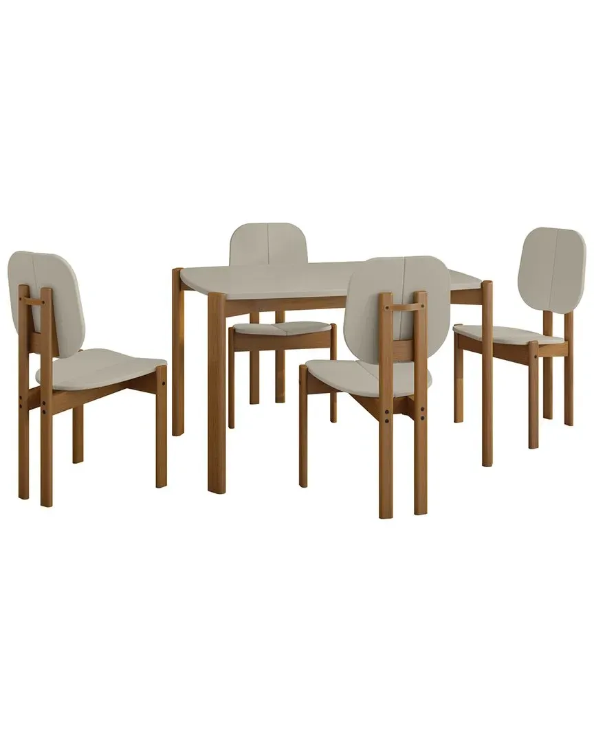 Gales 5-Piece Dining Table Set - Greige, MDF