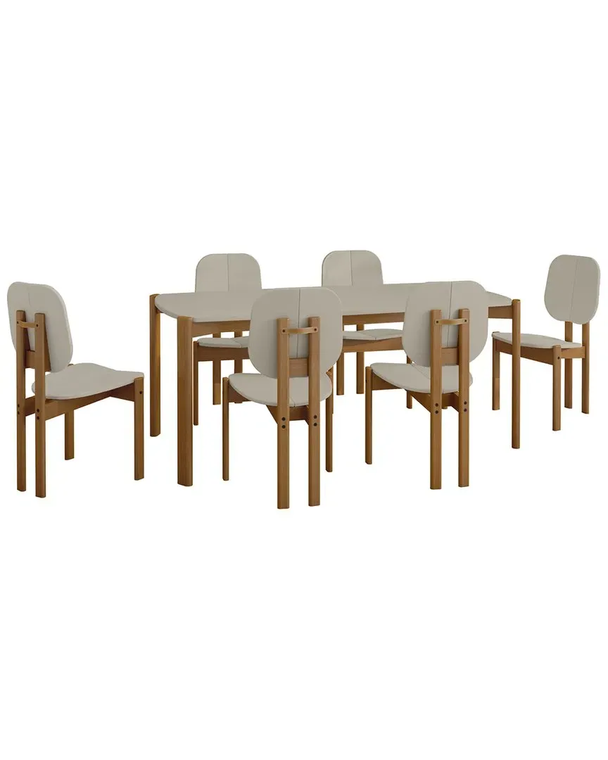 Gales 7-Piece Dining Table Set - Greige, MDF