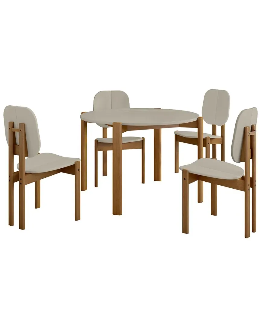 Gales Round 5-Piece Dining Table Set - Greige, MDF
