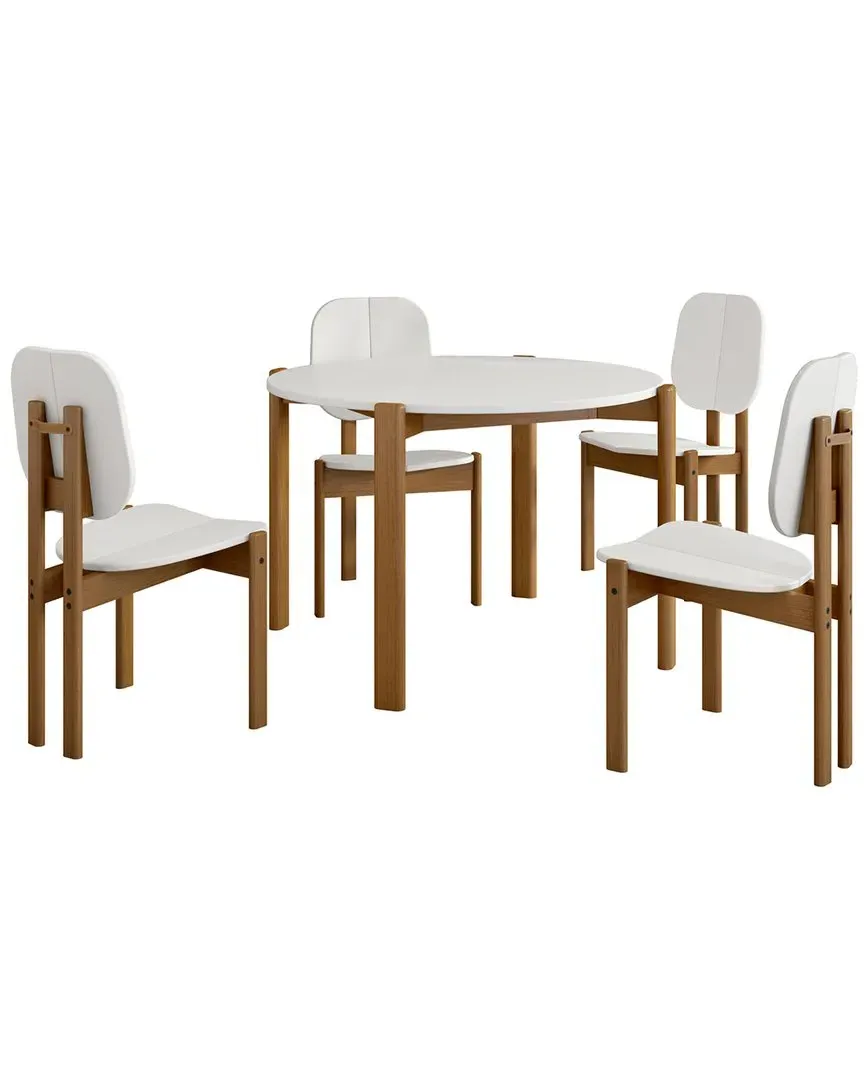 Gales Round Dining Table Set - White, MDF