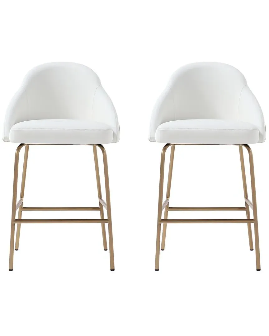 Gracie Set of 2 Counter Stools - White, Leatherette