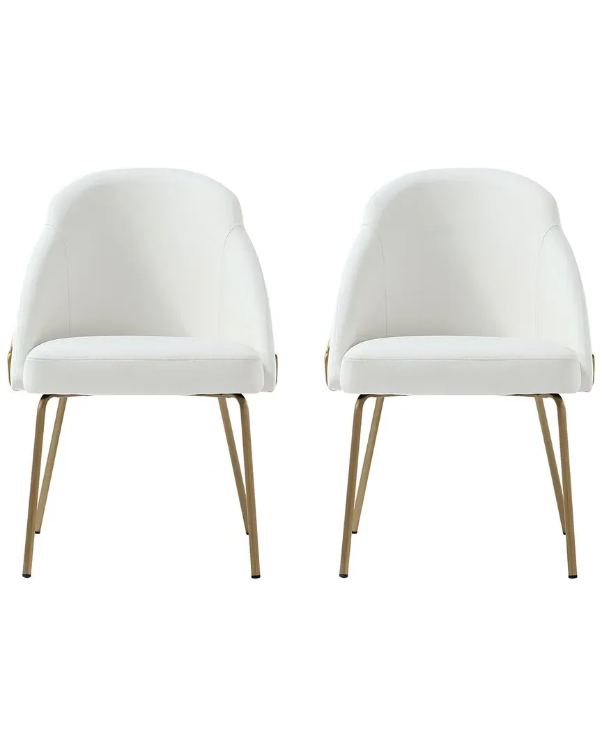 Gracie Set of 2 Dining Chairs - White, Leatherette