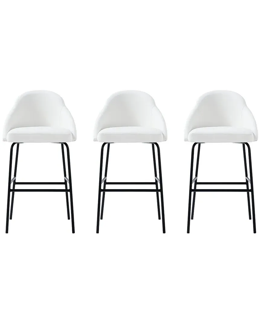 Gracie Set of 3 Barstools - White, Leatherette