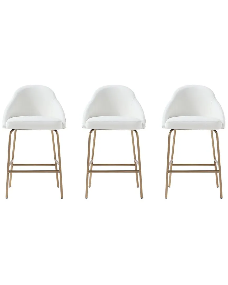Gracie Set of 3 Counter Stools - White, Leatherette