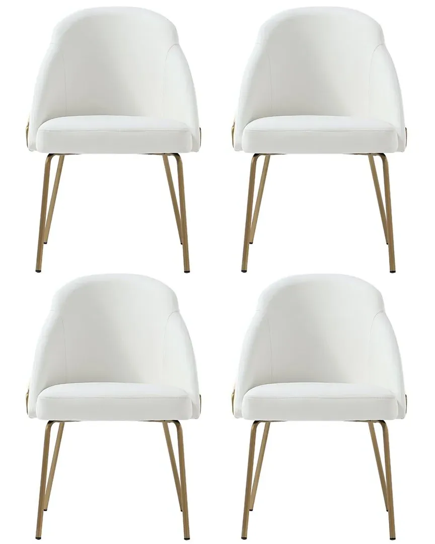 Gracie Set of 4 Dining Chairs - White, Leatherette