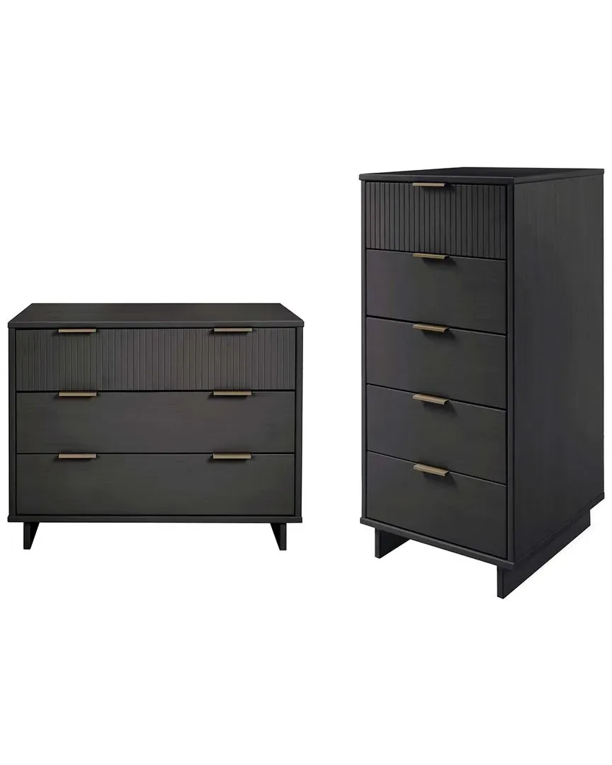 Granville 2-Piece Dresser Set - Dark Grey, Pine Wood