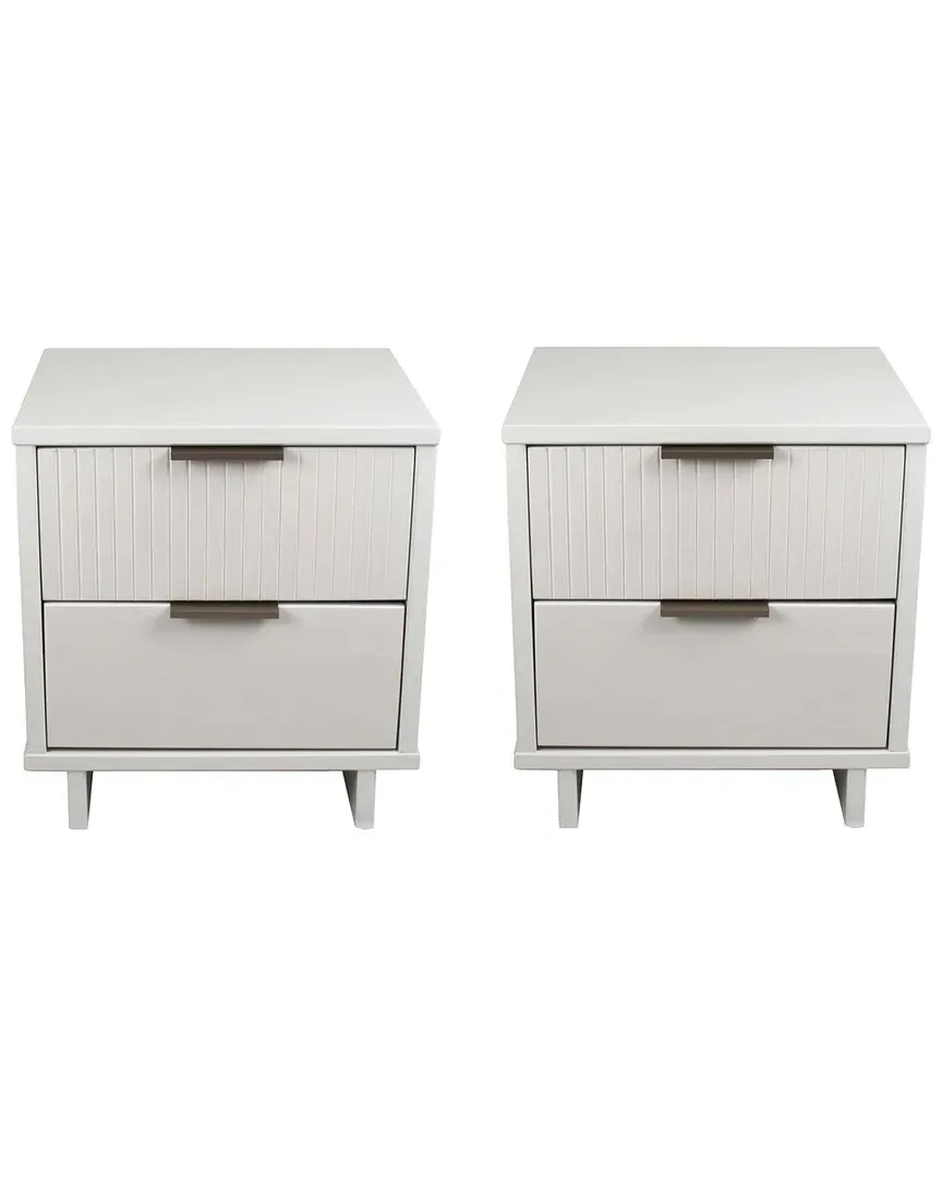 Granville Nightstand with 2 Drawers - White, Pine Wood
