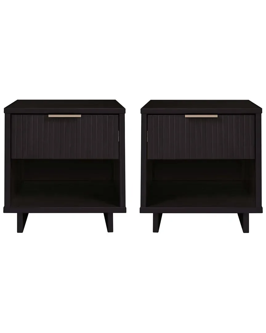 Granville Nightstand with Drawer - Black, Pine Wood image