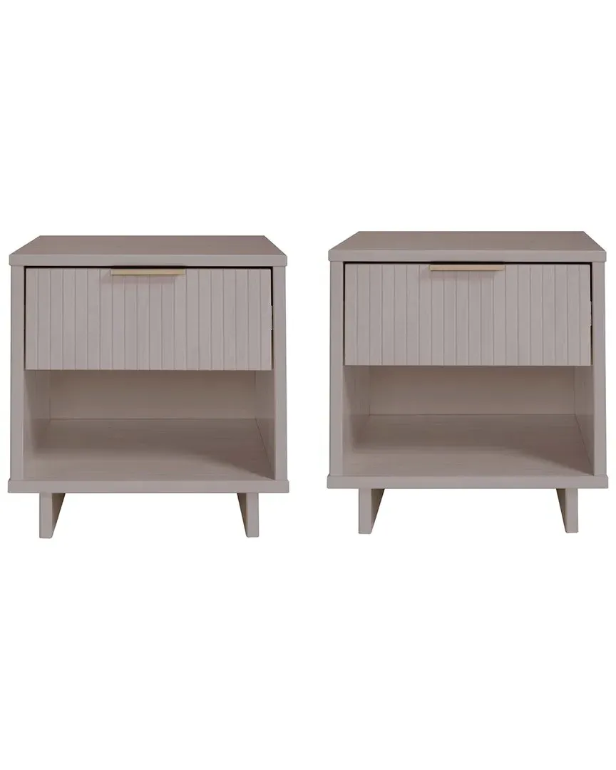 Granville Nightstand with Drawer - Grey, Pine Wood