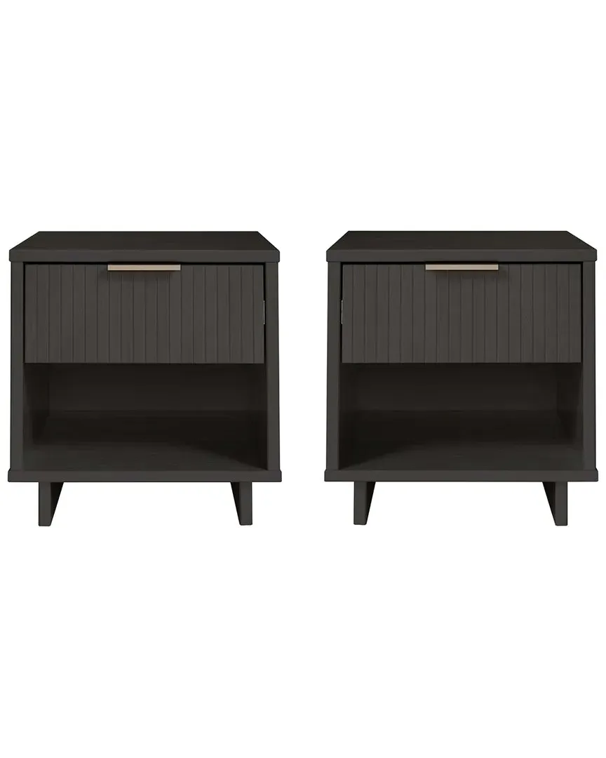 Granville Nightstand with Drawer - Grey, Pine Wood