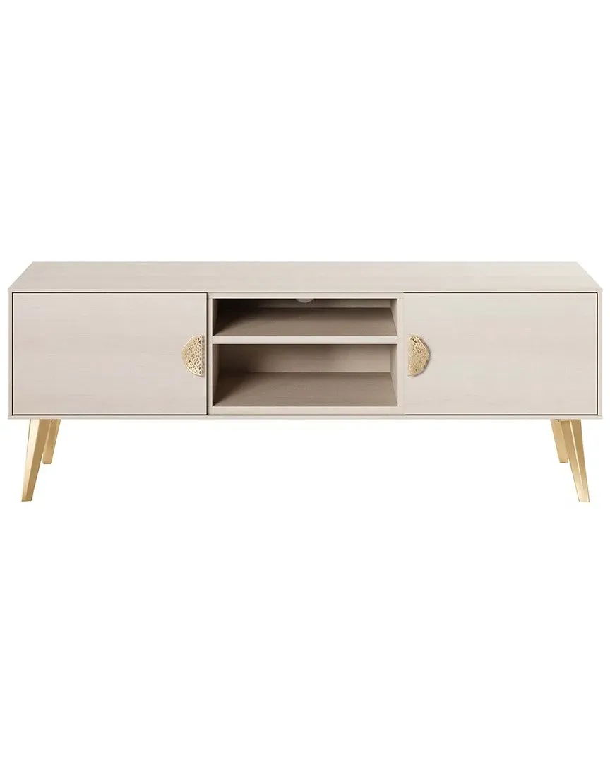 Haley TV Stand with Storage - White