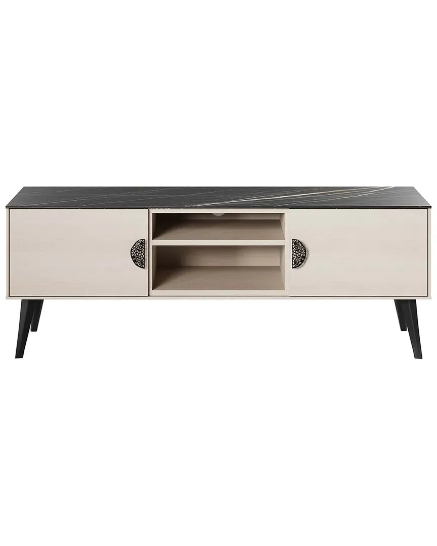 Haley TV Stand with Storage - White