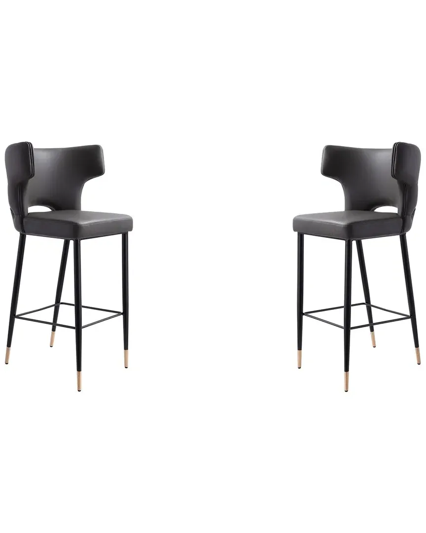 Holguin Set of 2 Bar Stools - Grey, Wood