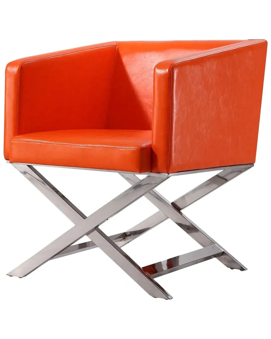 Hollywood Accent Chair - Orange, Stainless Steel