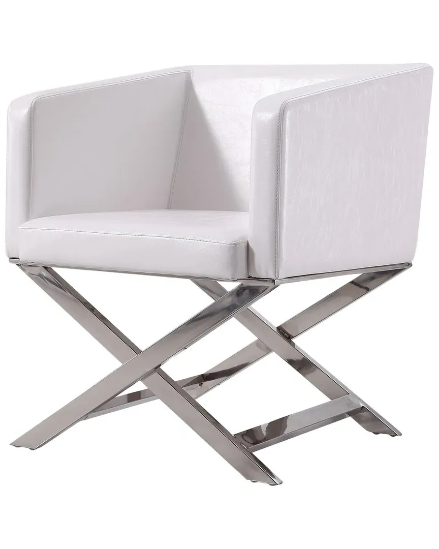 Hollywood Accent Chair - White, Stainless Steel