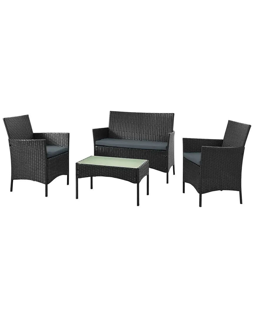 Imperia 4-Person Patio Conversation Set with Coffee Table - Black