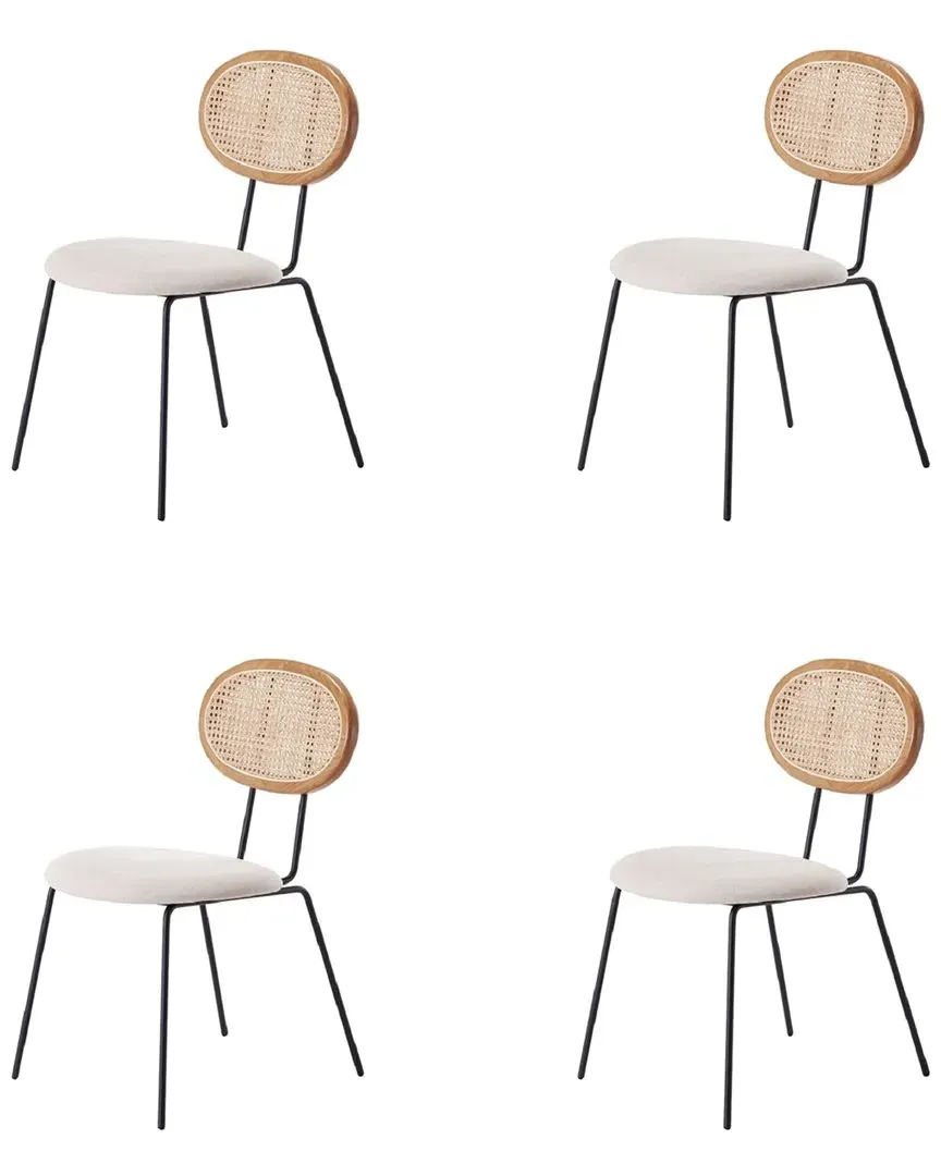 Jardin Set of 4 Dining Chairs - Nature, Metal