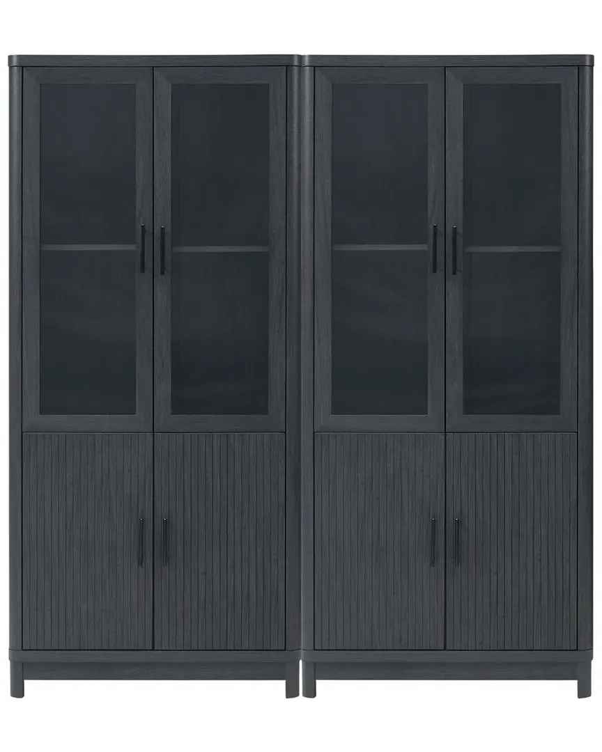 Jodie 2-Piece Bookcase Set with Glass Doors - Grey